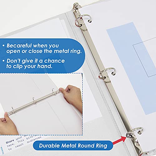 Image of BAZIC Products 1 /2 inch White 3-Ring View Binder, Round Ring, 12-Case | round rings, 1 /2 in White view 3-ring binder, 2 inside pockets, holds up to 100 sheets, Durable poly cover, 2 Pockets