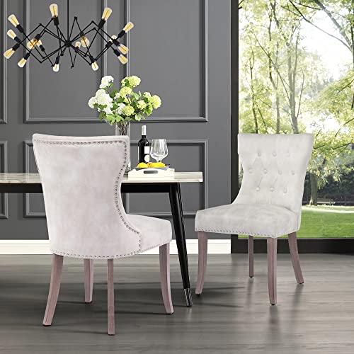 Loulens Upholstered Velvet Dining Chairs, Modern Elegant Tufted Dining Room Chairs With Solid Wood Legs For Kitchen, Dining Living Room, Beige #TOP6