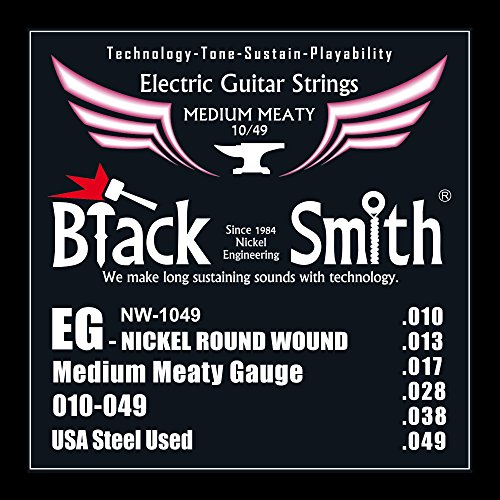 Black Smith 10-49 Jeu de Cordes pour Guitare électrique - Les Beatles, Paul McCartney, John Lennon, RIngo Starr, George Harrison Black Smith 10-49 Jeu de Cordes pour Guitare électrique