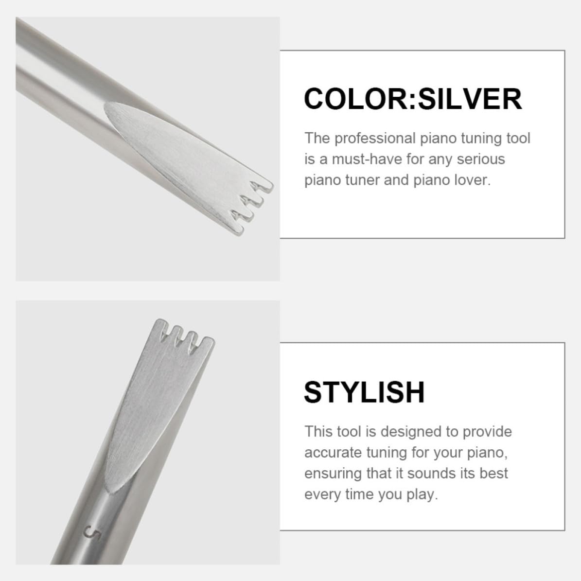 MAGICLULU Herramienta Ajuste Preciso de Afinación de Piano de Doble Extremo y Diseño Elegante en Metal Plateado para Accesorios de Reparación de Pianos