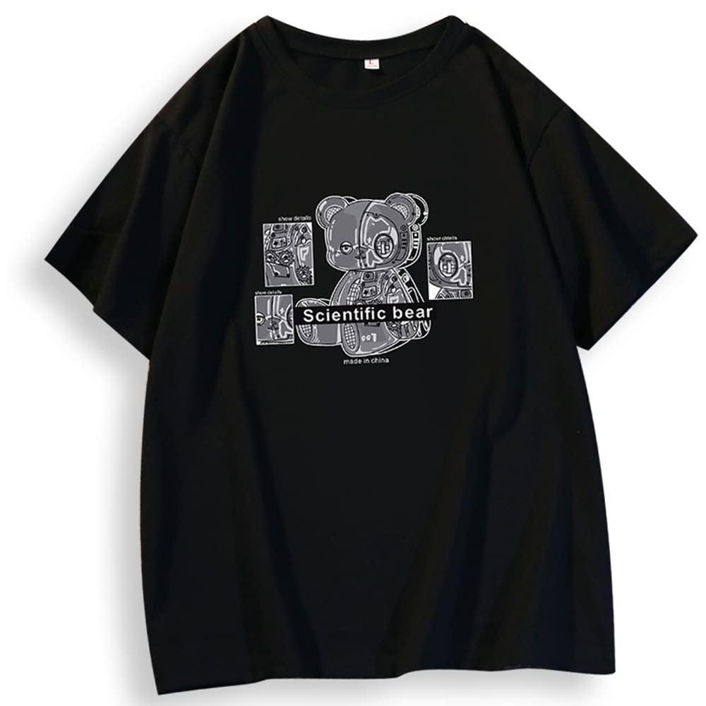 Women T Shirt Cute Creepy Novelty Scientific Bear Printed Goth Tops