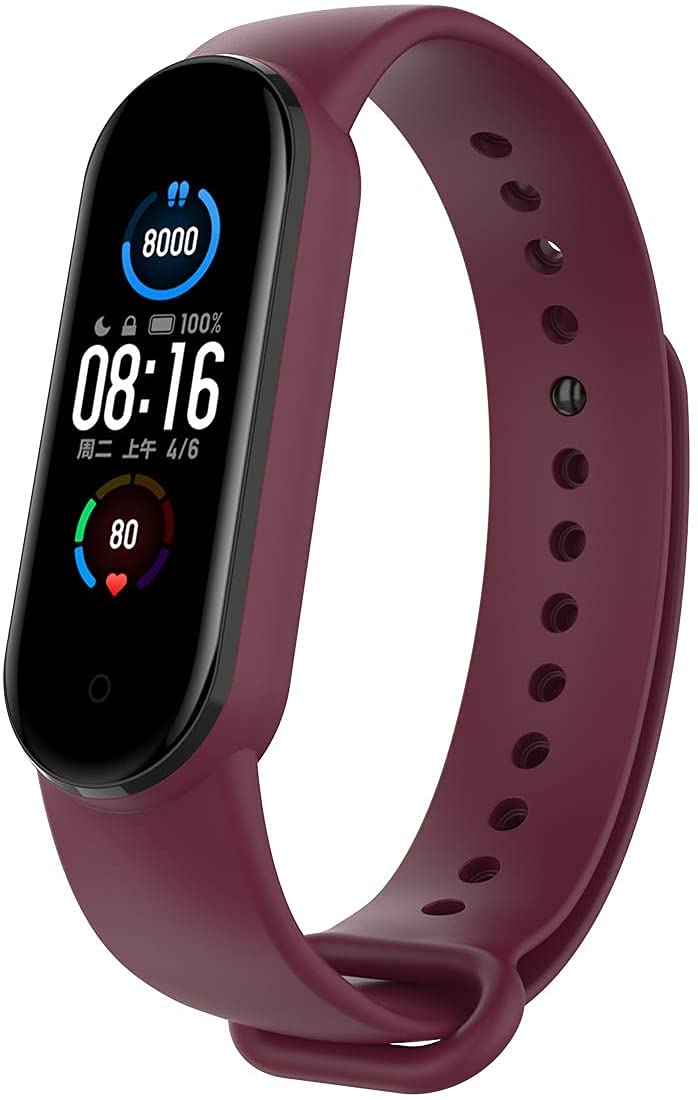 VEROX Adjustable Band Strap Compatible with Mi Band 5 Strap & Mi Band 6 Strap Smart Band Replacement- Red Wine-image-23