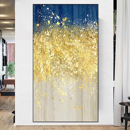 Art mural grande peinture à l'huile abstraite de fleurs avec cadre noir 75x150 cm