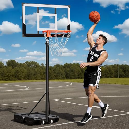 WIN.MAX Kids Basketball Hoop 29 in Backboard, 3.2 to 7.2FT Adjustable Height, Swimming Pool Basketball Hoop Outdoor for Kids/Adults Indoor Outdoor