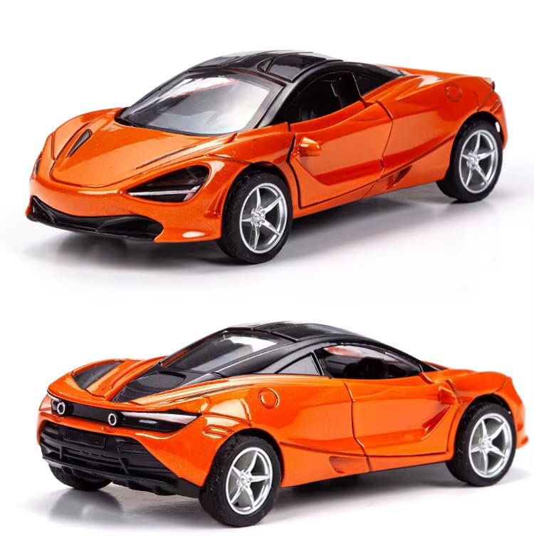 Image of SHAKTISM Die-Cast Metal Car Toy -1:36 Scale, Opening Doors, Pull Back Function, Collectible Toy, Racing Car for Kids Birthday Gift for Boys Girls (Orange McLaran Diecast)
