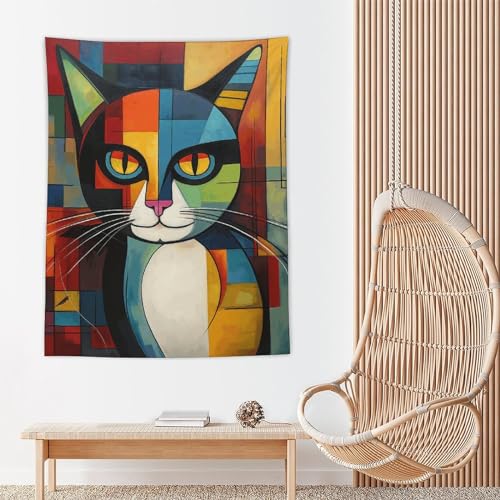 Décoration murale visage de chat abstrait esthétique pour chambre - 4