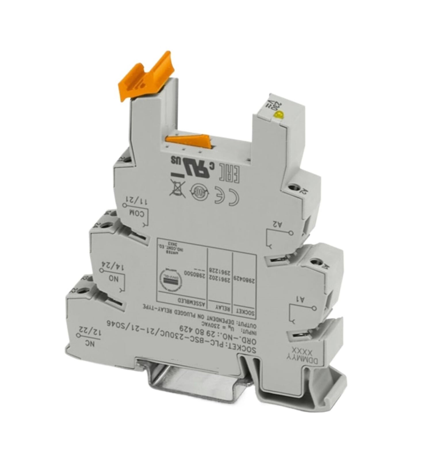 QVIVFYBOE Relay module 2980429 PLC-BSC-230UC/21-21/SO46 Relay Socket 2 Contacts 230V AC Input
