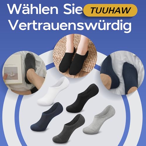 TUUHAW 10 Paar Sneaker Socken Damen Herren Füßlinge No Show Unsichtbare Füsslinge Unisex B-Schwarz 39-42