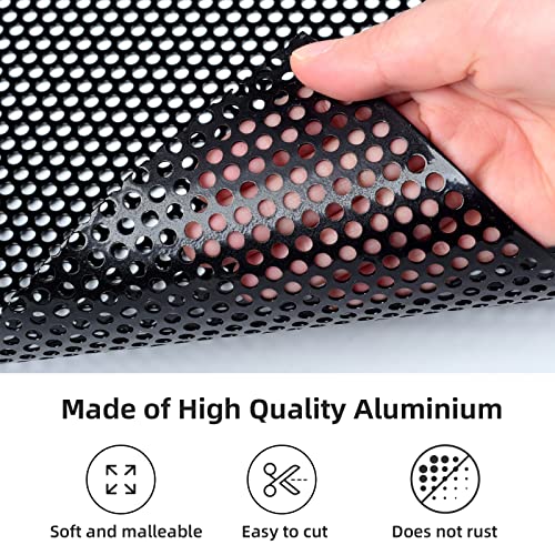 Image of AggAuto Universal 40 inchx13 inch Car Grill Mesh - Aluminum Alloy Automotive Grille Insert Bumper Perforated Metal Sheet Round Hole 4mm, One of the Most Multifunctional Shape Grids 100x33cm Black