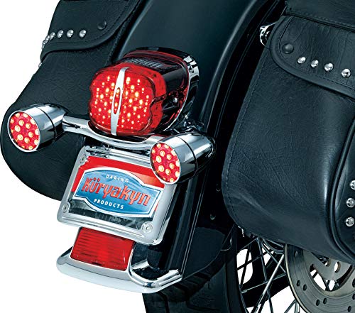 Kuryakyn 5446 Motorcycle Lighting: Bullet Style LED Rear Turn Signal Conversion Inserts, Single Circuit for 2000-19 Harley-Davidson Motorcycles, Chrome Bezels/Red Lenses, 1 Pair