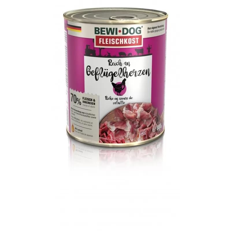Bewi Dog Nourriture humide pour chiens 6 x 800 g (cœur d'oiseau)