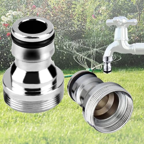 2 Pièces Connecteur Fileté Tuyau M24, Raccord Universel pour Robinet, Nezs de Robinet Femelle Tap Connector Fileté en Argent, pour Robinet, Tuyau...