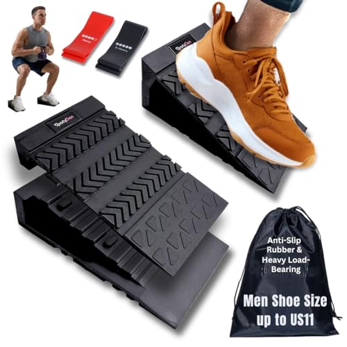 SPORTYDEN Squat Wedge Block - Non Slip Rubber - 3 Adjustable Angles - Men Shoe Size up to US11-4Pcs...