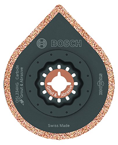 Bosch Starlock Grout Removal Blade For Oscillating Tool, Multi Tool Grout Blade For Thinset And Tile Applications, Carbide Grit (Osl234Hg), #TOP16