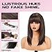 topshe Brown Highlight Wig with Bangs Layered Straight Wigs for Women Heat Resistant Synthetic Wig Shoulder Length Hair Natural Looking for Daily or Party Use 16 Inch