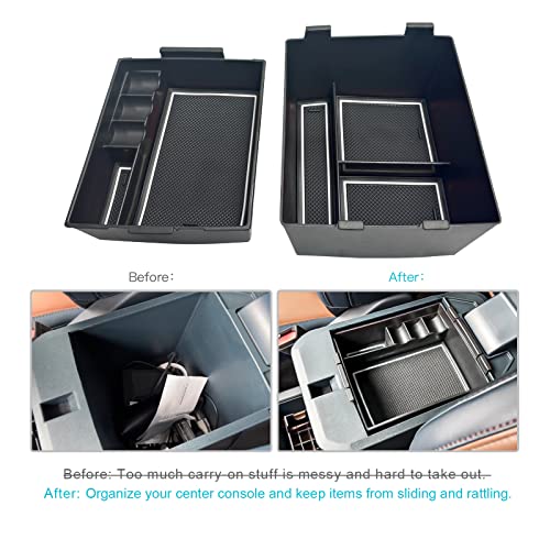 Image of CDEFG for 2022 2023 2024 2025 2026 Ford Maverick Center Console Organizer Tray 2022-2026 Maverick Armrest Trays Storage Box Coin Container 2022-2026 Maverick Truck Accessories, 2Pcs(White Trim)