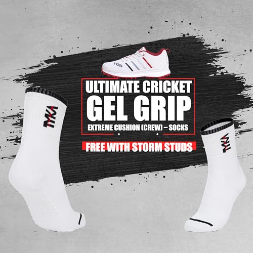 Image of TYKA Storm ETPU Studs Cricket Shoes for Men - Lightweight Turf Shoes w /Enhanced Grip Studs for Bowling, Batting & Fielding