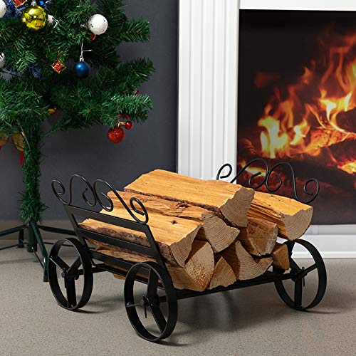 Doeworks DWFR-28 Fireplace Log Rack Decorative Wheels Fire Wood Carriers Heavy Duty Firewood Holder Stand thumb #5