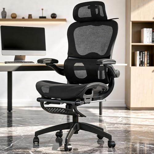 Image of DROGO Quantum Ergonomic Office Chair for Work from Home, Computer Chair with Breathable Mesh, 3D Headrest & Armrest, Adjustable Lumbar Support, Office Chair with Footrest & Recline (Black)