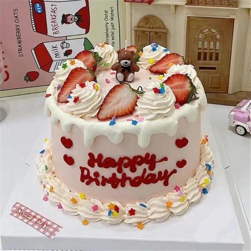 tonntyann フェイクケーキ 誕生日ケーキ 記念日 ケーキ 食品 サンプル イチゴ/フルーツケーキのモデル 詰め合わせ お菓子 おかし リアル ダミーケーキ 模型 発砲スチロール 円柱 ディスプレイ用 本物そっくりの ケーキ 見本 食玩 セット 展示