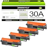 greencycle 4 Pack CF230A Toner Cartridge Replacement Compatible for HP 30A Black Toner Cartridge Laserjet Pro MFP M227fdw M227fdn M227sdn M203dn M203dw M203d Printer Ink Cartridge (4PCS)