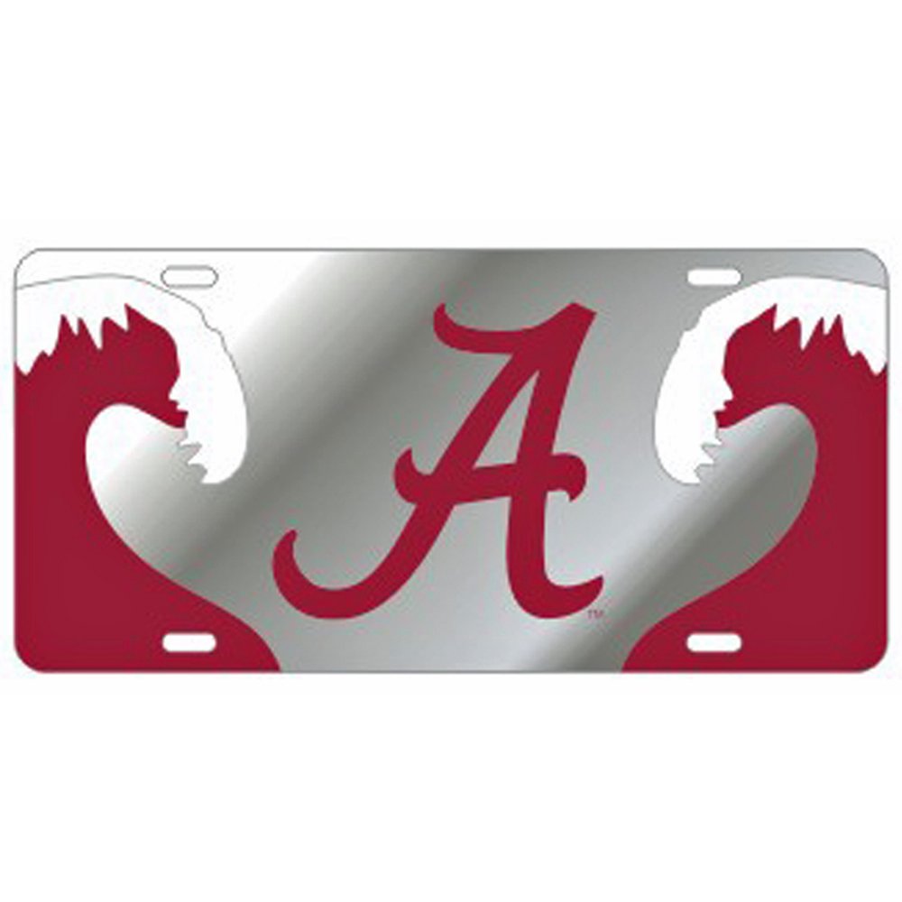 Alabama Crimson Tide Mirrored Waves Laser Cut License Plate
