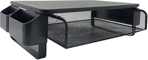 AZIEBAY 滑り止めパッド付きモニタースタンド、鉄製、高さ調整、放熱性、通気性、引き出し式、ポータブル、多機能、大容量、複数のシナリオに適し、コンパクト、品質を保証、安心してご購入いただけます。