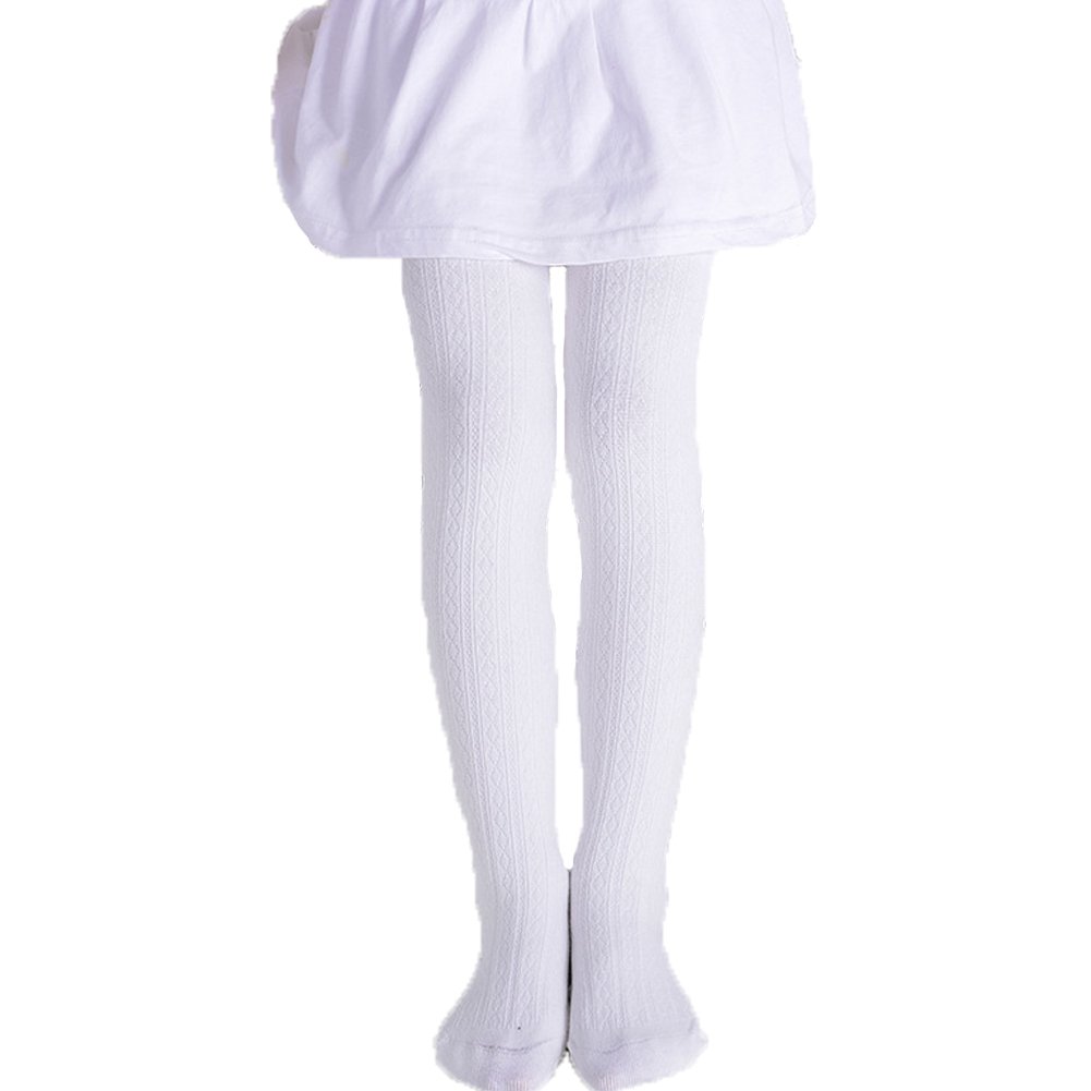 Girls Thick Cotton Stockings Socks Stretch Cable Knit Footed