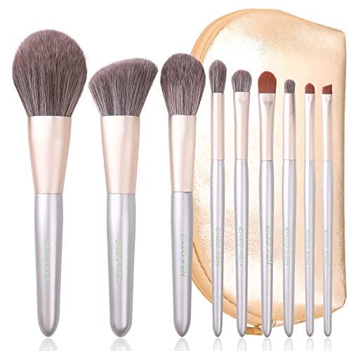 ENZO KEN Ensemble de Pinceaux de Maquillage pour Cheveux Naturels Professionnels, Pinceau pour Poils de D'écureuil Gris avec Sac à Main, Set de Pinceaux de Maquillage en Poils Naturels.