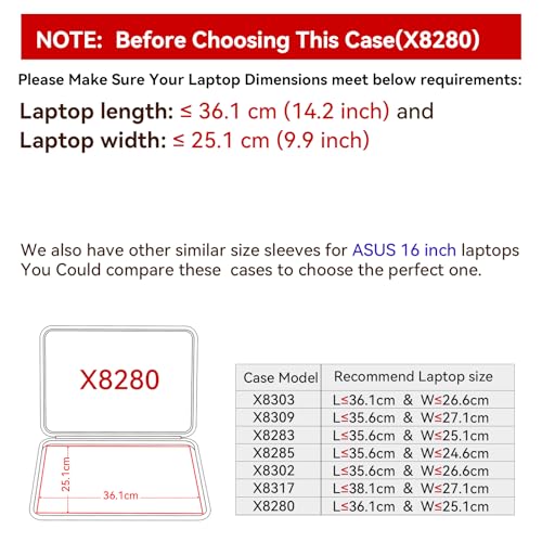 Image of Smatree Hard EVA Protective Sleeve Compatible for 16 inch Vivobook 16X /S 16X /16, for Zenbook Pro Duo 15 OLED, for Chromebook CX1 /C523, for V16 V3607 Case (X8280)