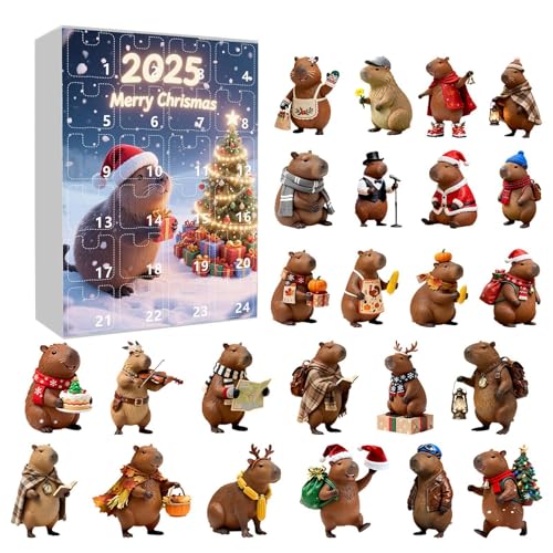 Compte à rebours de Noël Capybara en acrylique 2D résistant pour 24 jours de fête