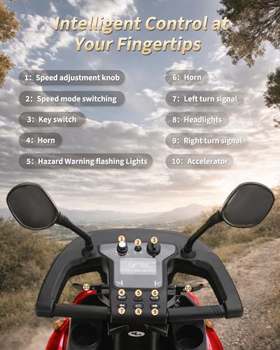 Image of Heavy Duty All-Terrain Mobility Scooters for Adults & Seniors, 1000W Motor, 550LBS Capacity, 32 Miles Long Range & 9MPH, FDA Cleared, 13 inch Air Tires with Full Suspension, USB, Large Storage
