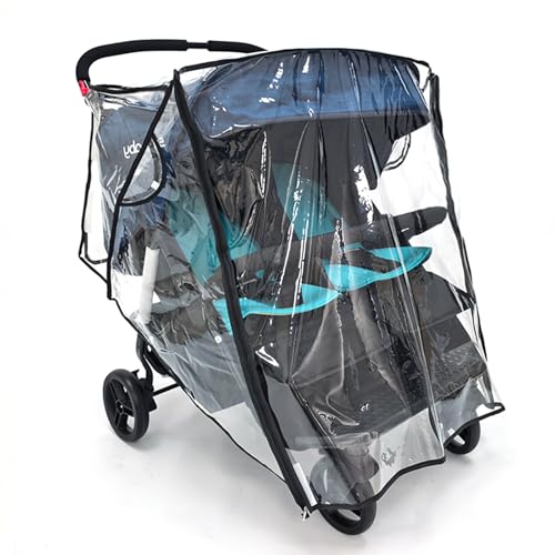 Montesy Twin Strollers Rain Sleeve Water Proofing with Ventilation Mesh and Rear Storage Bag for Baby Carriage Accessories