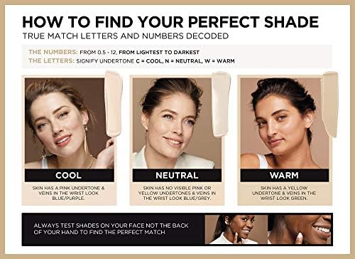 L'Oreal Paris Liquid Foundation, Super-Blendable Skincare, Infused with Hyaluronic Acid, True Match, 1C, 30ml