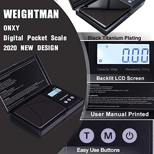 WEIGHTMAN Gram Scale, Scales Digital Weight Grams 200g x 0.01g Black