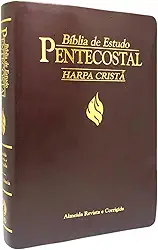 Bíblia De Estudo Pentecostal Média Luxo Harpa Marrom