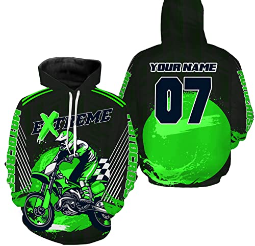 Personalized Men Women Dirt Bike Hoodies UPF30+ Motocross Hooded Jersey for Adult Off-Road Motorcycle PDT423 (Motocross 1)