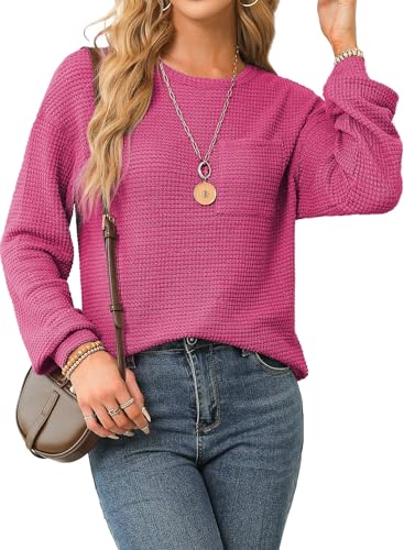 Dokotoo-Womens-Tops-2024-Oversized-Long-Sleeve-Crewneck-Waffle-Knit-Shirts-Business-Casual-Blouses-Basic-Shirts