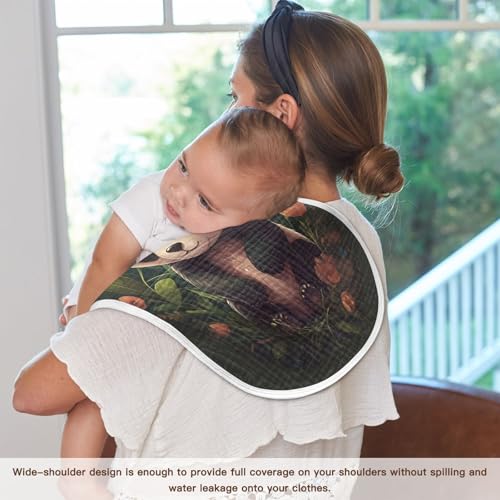 J JOYSAY Panda Flowers Leaves Dark Baby Burp Cloths for Boys Girls Large 22''x11'' Cotton 4 Layer Baby Bibs for Infant Spit Up one sizex4 5