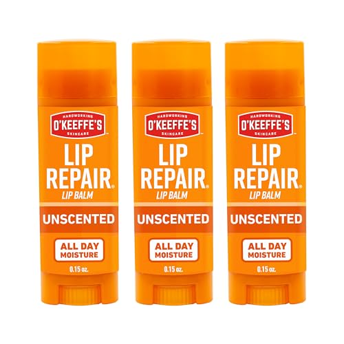 O'Keeffe's Lip Repair Unscented Lip Balm for Dry, Cracked Lips - Stick (3 Pack) - Moisturizer for Very Dry Lips