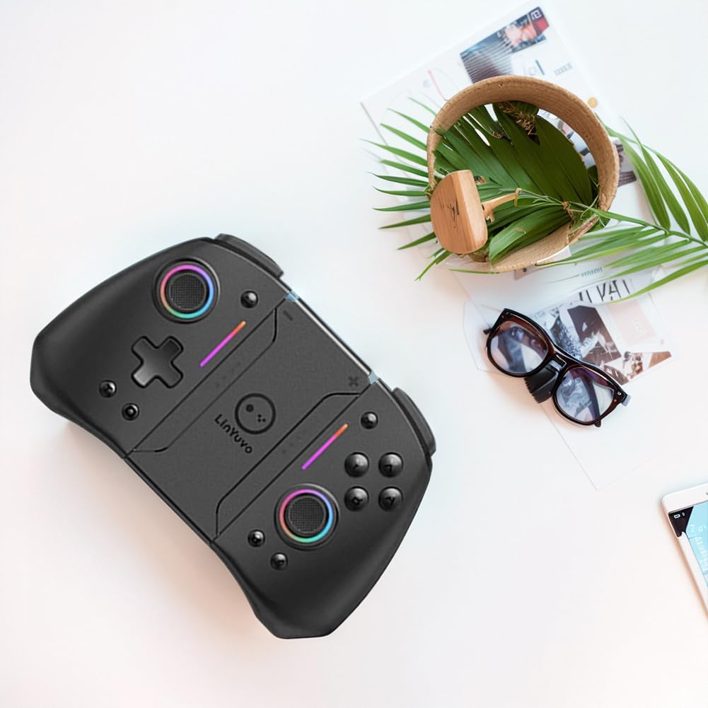 KS42 Controlador de juegos inalámbrico de doble color - Tiempo de reproducción de 6,5 H, Gamepads giroscópicos de 6 ejes, para Switch/OLED/Lite, Auto -Up