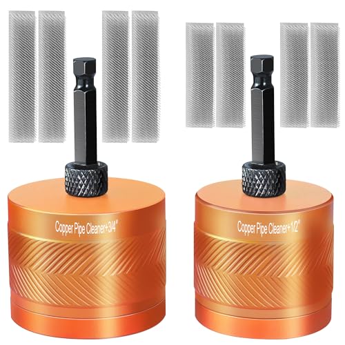 Metal Copper Pipe Cleaner for Drill, 2 Tube Cleaning Brush(1/2",3/4")