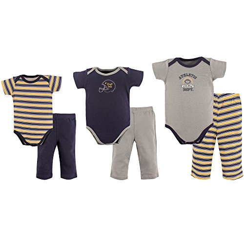 Hudson Baby Unisex Baby Layette Boxed Giftset Yellow Football, 0-9 Months
