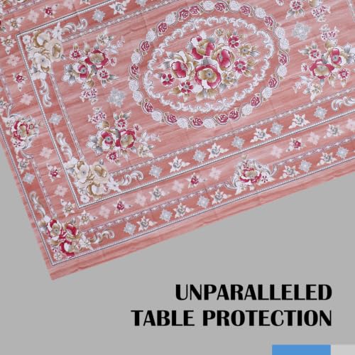 Image of Dakshya Industries Waterproof PVC Table Cover 60x90 Inch for Dining Table, Floral Printed Table Cloth, Washable Oilproof Table Protector, Plastic Cover for 6 Seater & 8 Seater Tables (Copper)