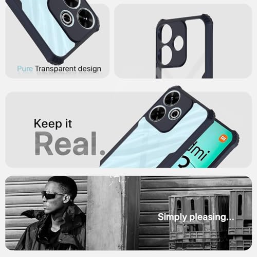 Image of Pikkme Crystal Clear Transparent Back Cover | Ultra Hyrbid | Full Camera Protection | Raised Edge | Bumper Case for Redmi 13 5G / Poco M6 Plus 5G (Blue)