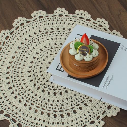 Kilofly KTW308BEIS45PC4 Handmade Crochet Round Cotton Lace Table Placemats Doilies Value Pack [Set Of 4] thumb #5