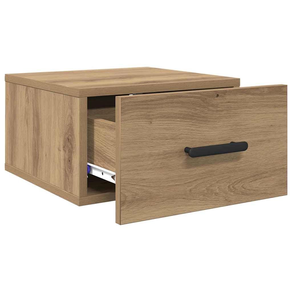 Juego de 2 mesitas de noche de madera de roble Artisan, 35 x 35 x