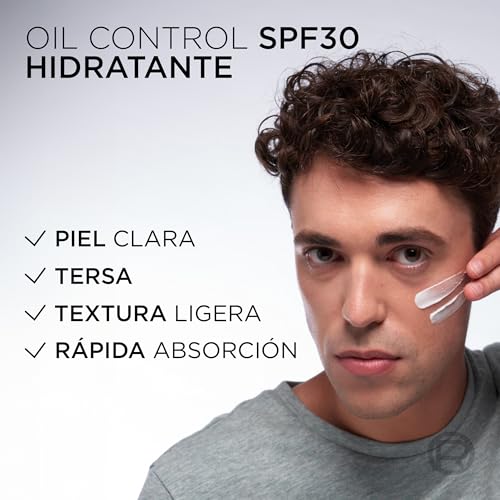 Miniatura 5 de L'ORÉAL Paris Men Expert Derma Control Oil-Control Crema Hidratante Facial SPF30 Con Niacinamida, para Hombre con Piel Grasa y Tendencia Acneica. Reduce las Manchas y Marcas Post Acné. (Paquete de 2)