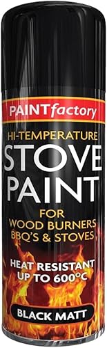 Nurano High Temperature Spray Black Paint 400 ml, Heat Resistant Up to 600°C Wood Burners Stove Paint Quick Drying Engine, Exhaust, and BBQ Grill Paint Used for Metal