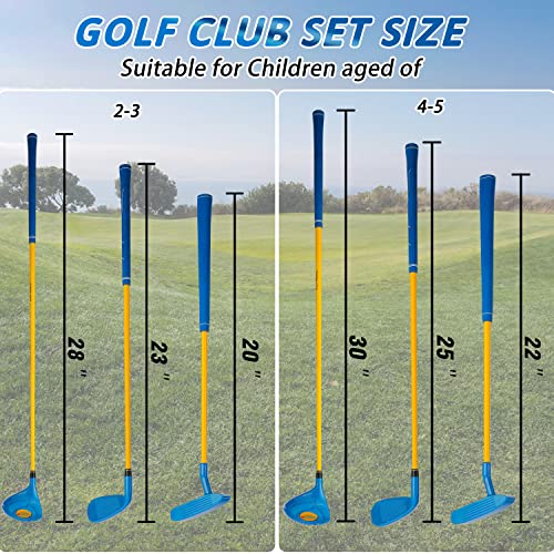 PGM Children\'s Golf Club Set - Can Hit Real Balls, 3 Pieces Clubs Includes Wood, Iron, and Putter, Great for Beginner Boys and Girls, Instructional Training Set